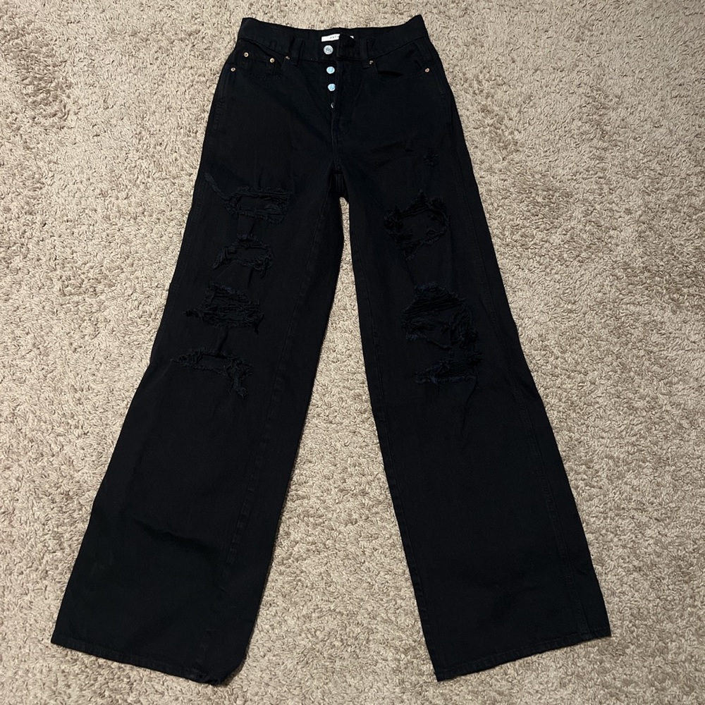 Black high waist ripped jeans